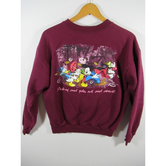 Tultex Tops - Vintage 90s Mickey Mouse and Pals Sweatshirt Women Medium Purple Pullover Tultex
